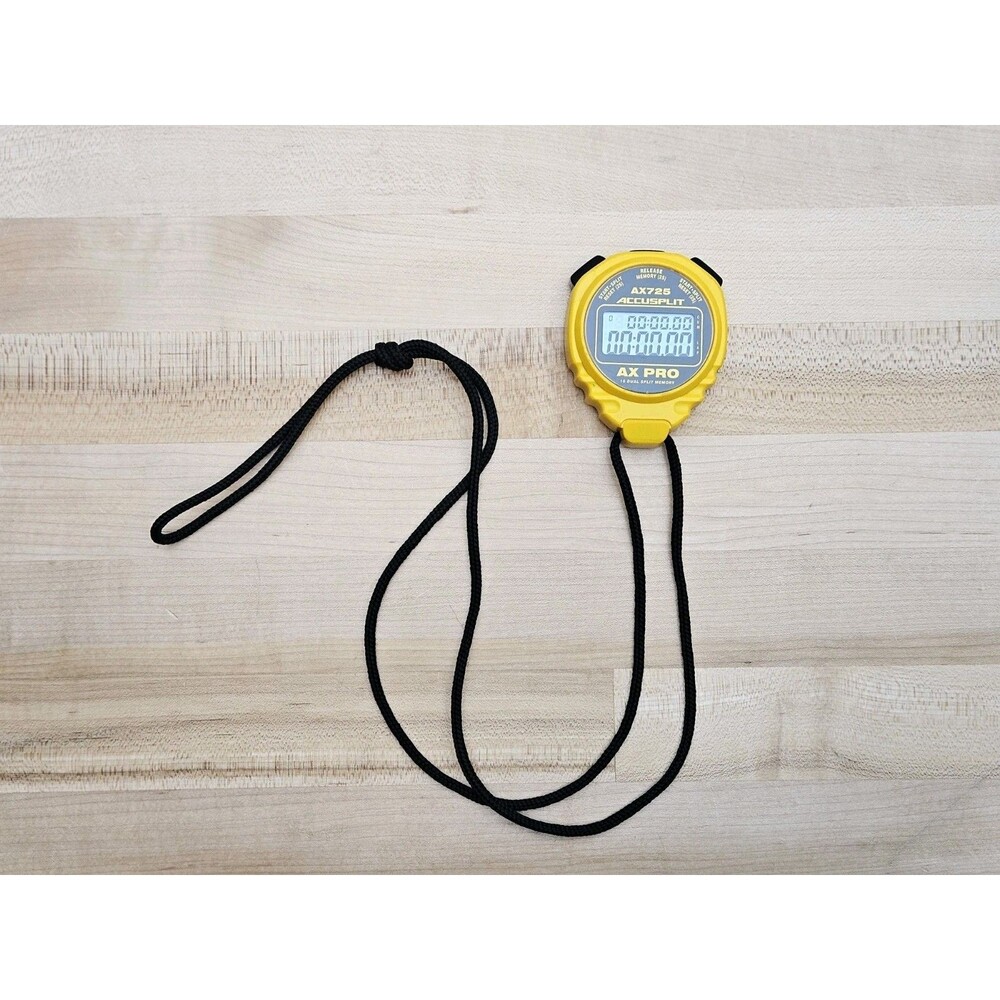 ACCUSPLIT AX725 PRO MEMORY 16 Dual Split Line Stopwatch Yellow Coach TESTED